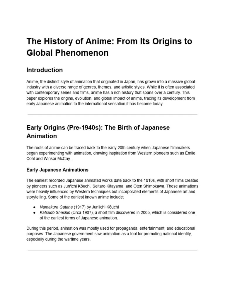The History Of Anime From Its Origins To Global Phenomenon Pdf