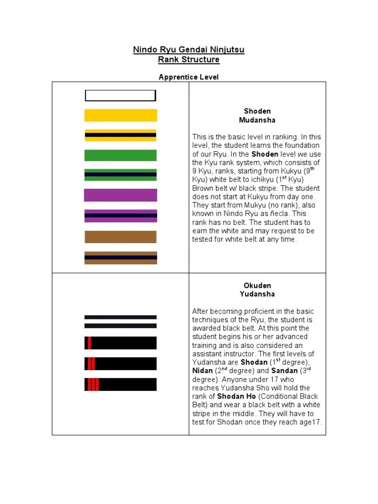 The Rank Structure and Titles of the Nindo Ryu Gendai Ninjutsu School