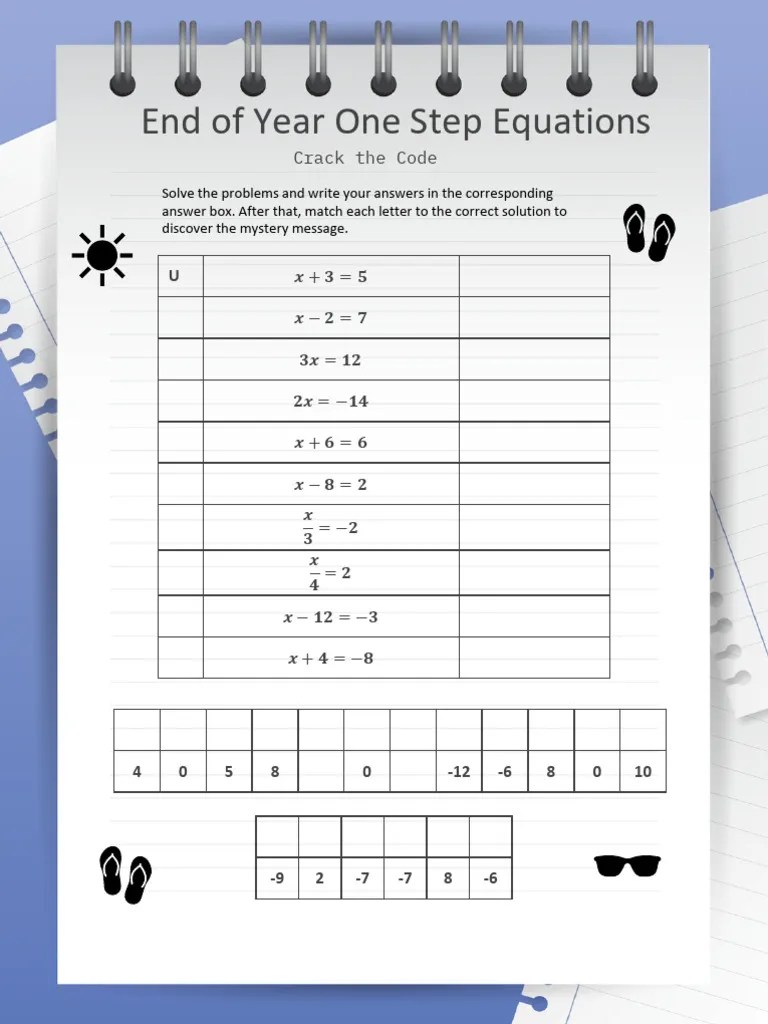 End of Year One Step Equations V H M A T R E S G PDF(03)