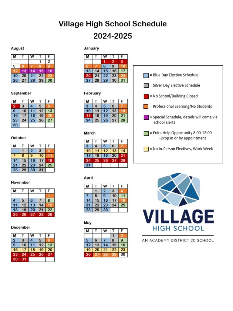 Village High School Calendar 20242025 PDF