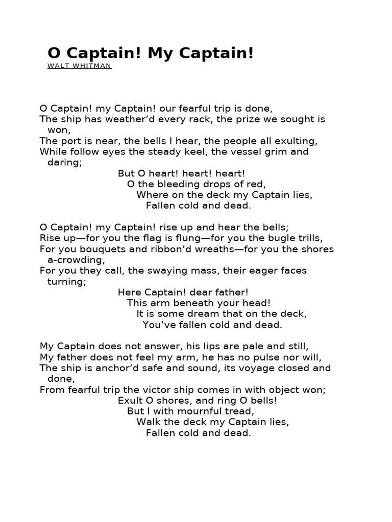 O Captain! My Captain! Poem PDF | PDF