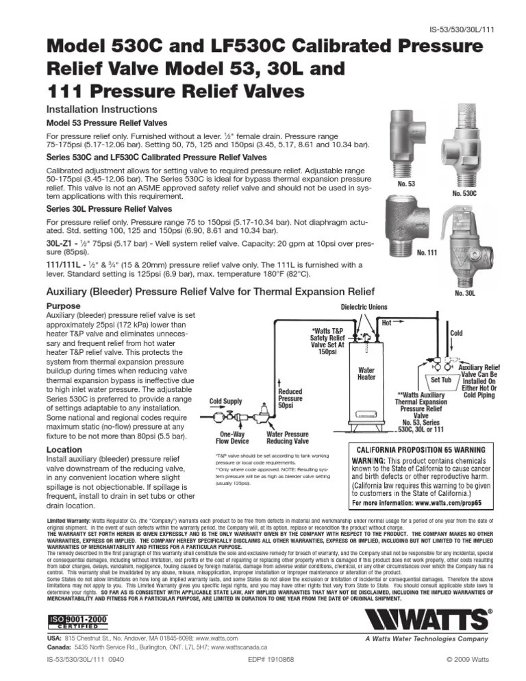 Pressure Relief Valve | PDF | Valve | Implied Warranty