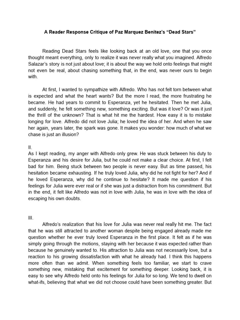 Reader Response Critique PDF PDF Love Feeling