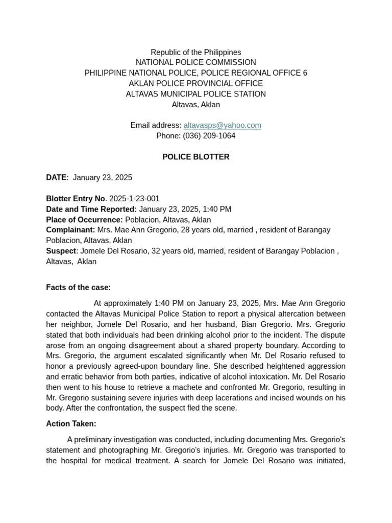Police Blotter Assault Incident Report Pdf Law Enforcement Crime