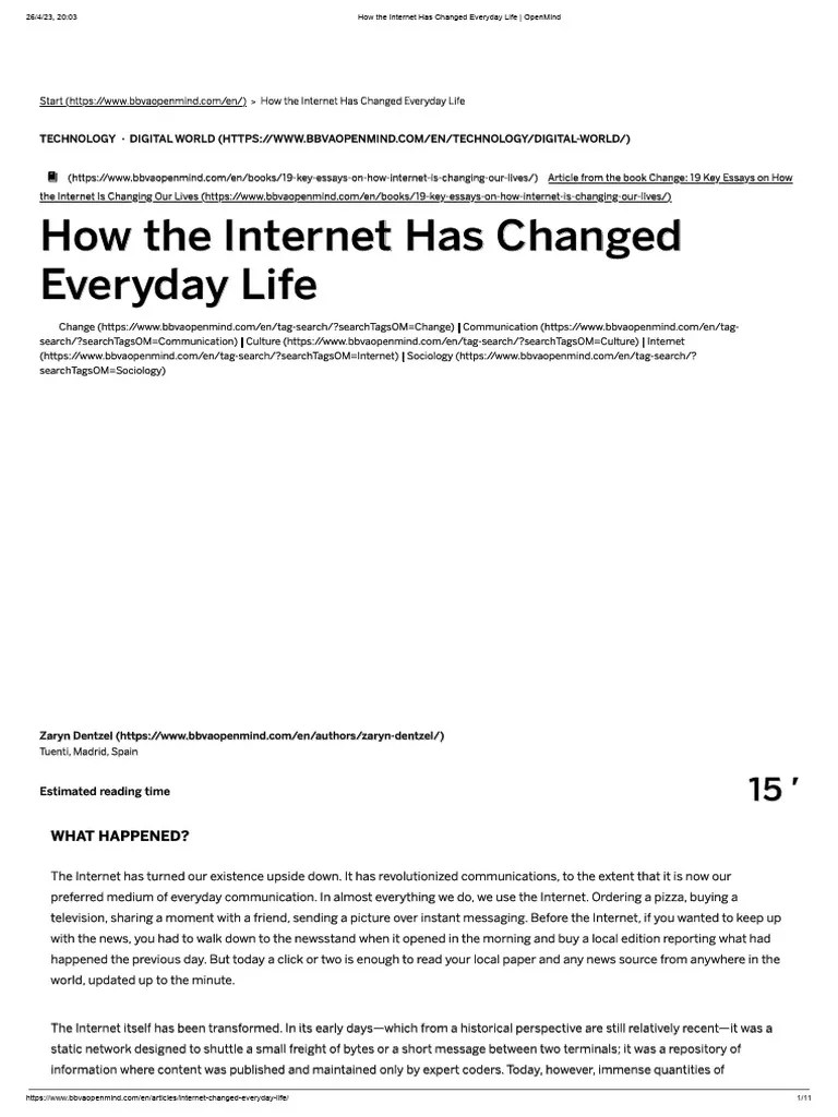 How The Has Changed Everyday Life OpenMind PDF