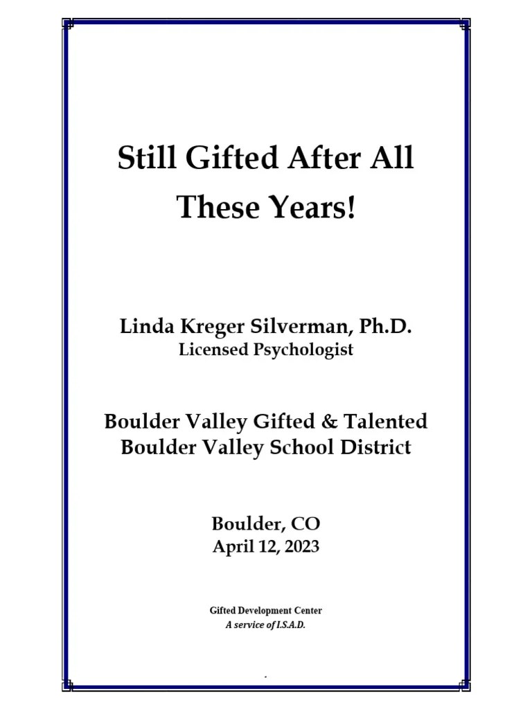 Still Gifted After All These Years PDF Cognition Psychology