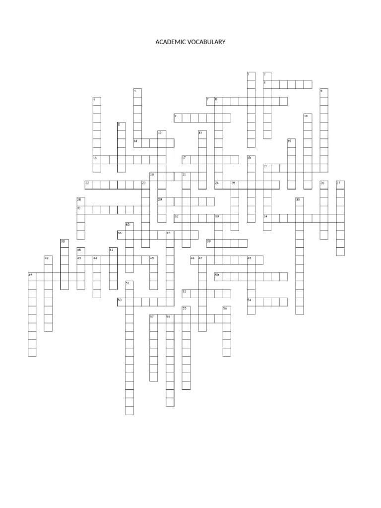 Academic Vocabulary Crossword Answers | PDF