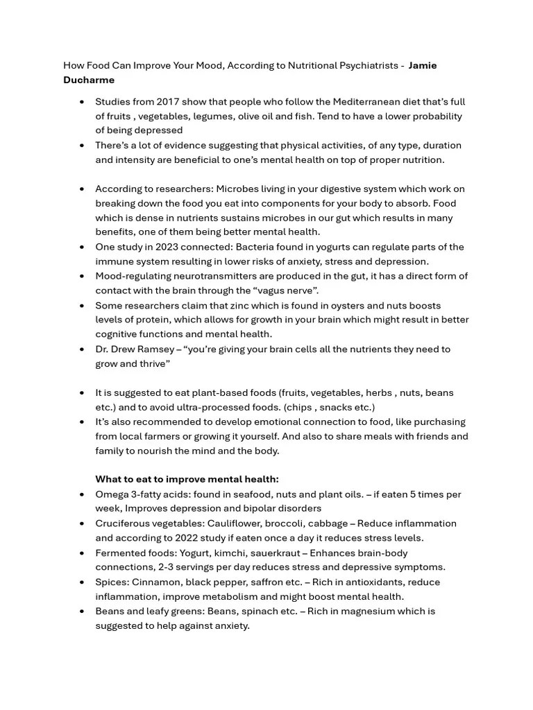 Foods That Boost Mood and Mental Health PDF Foods Vegetables