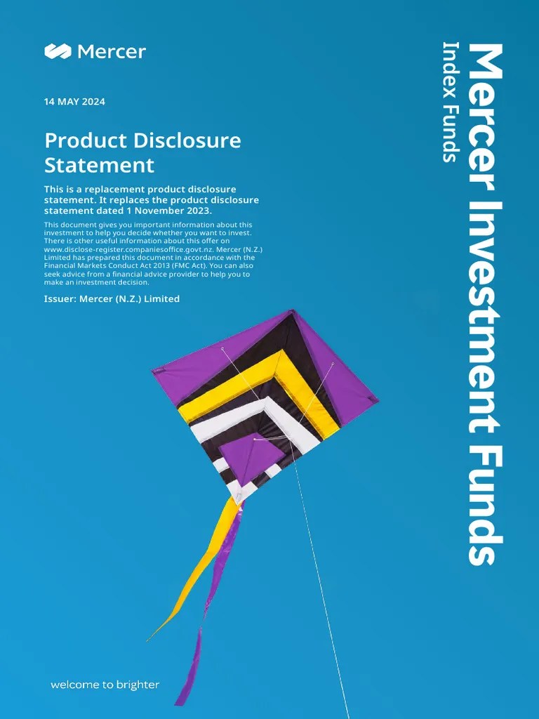Mercer Investment Funds PDS Update PDF Investment Fund Financial Risk
