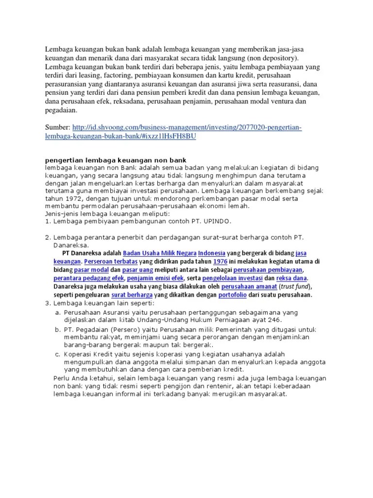 31 Pengertian Lembaga Keuangan Bukan Bank - Info Dana Tunai