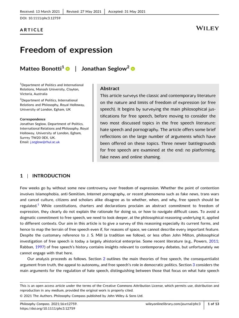Exploring Freedom of Expression Limits PDF Freedom Of Speech Hate