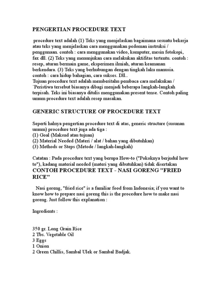 Pengertian Procedure Text | PDF