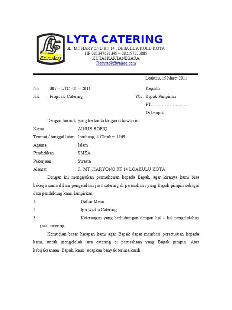 Contoh Proposal Penawaran Catering Ke Perusahaan Download Kumpulan Gambar