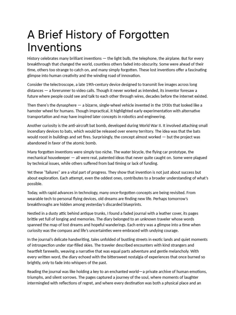 A Brief History of Inventions PDF Invention