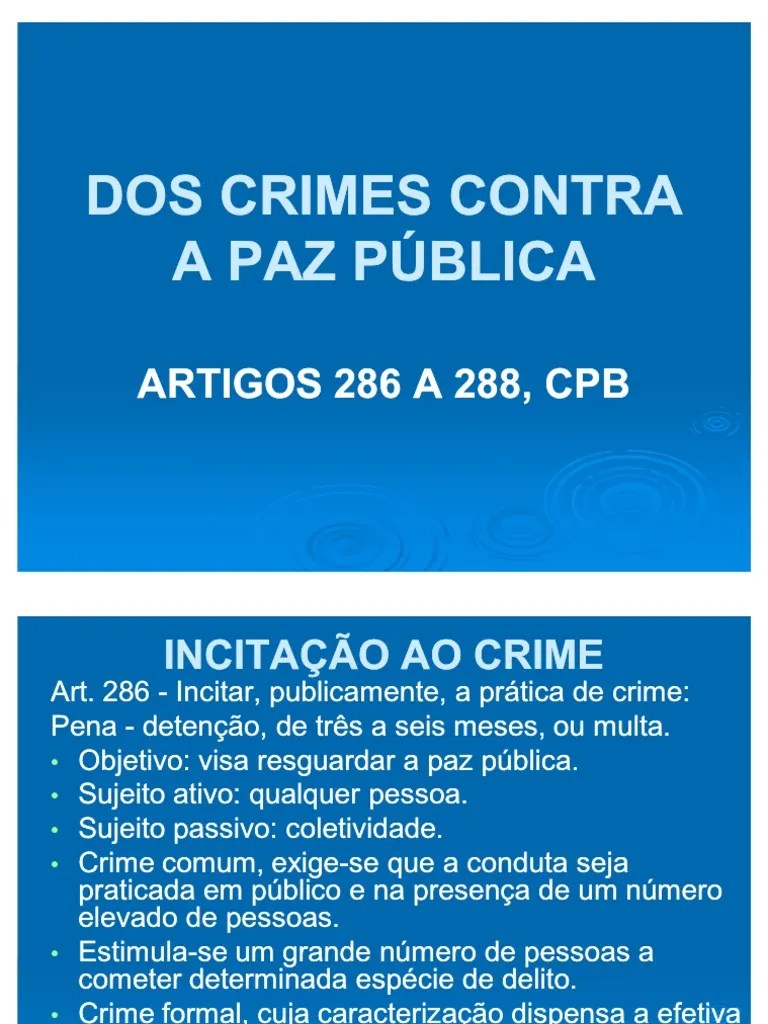 DOS CRIMES CONTRA A PAZ PÚBLICA Gangue Crimes
