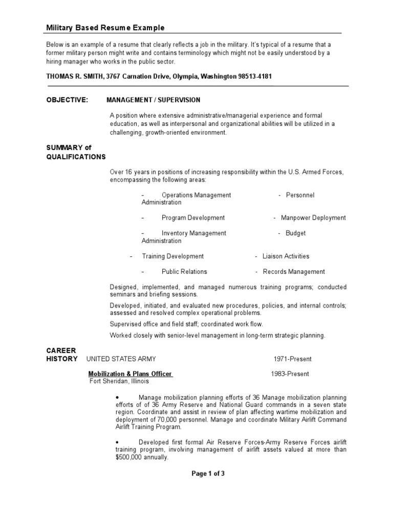 Military Resume Examples | PDF