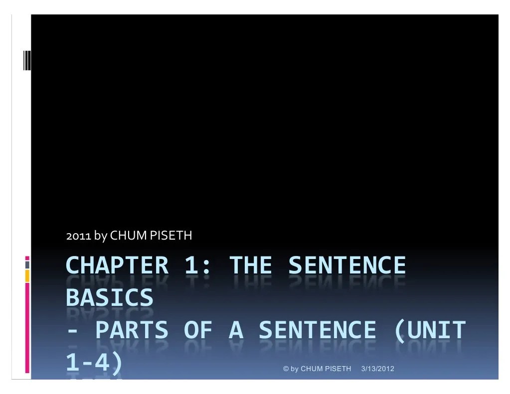 1. Sentence Basin (14) Subject (Grammar) Object (Grammar)