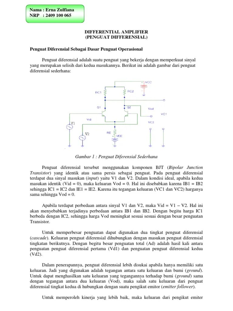 Differential Amplifier Adalah Circuit Diagram Images