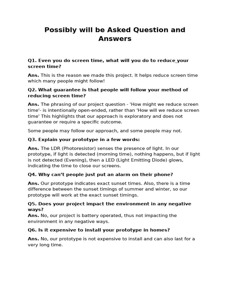 Possibly Will Be Asked Question and Answers PDF