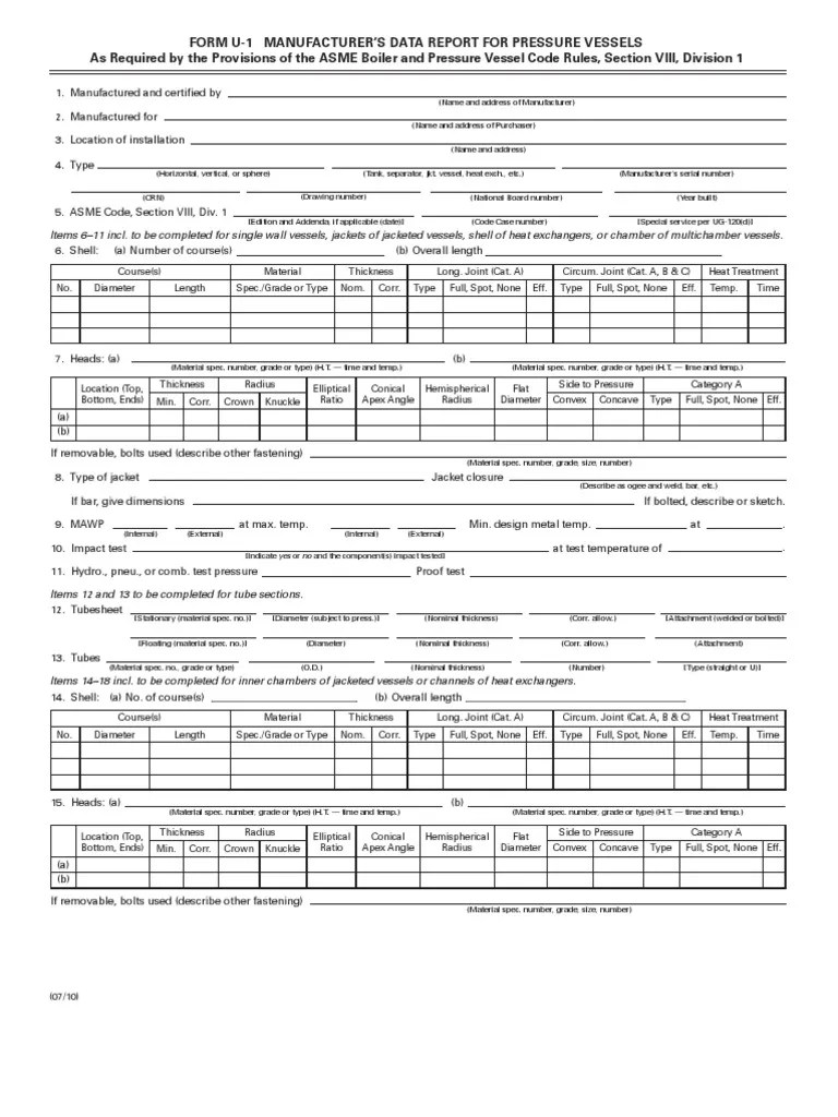 Form U1 PDF Boiler Gas Technologies