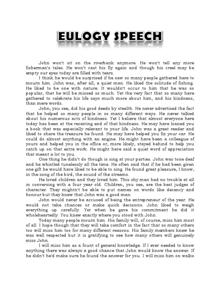 Eulogy Speech Headgear Gender