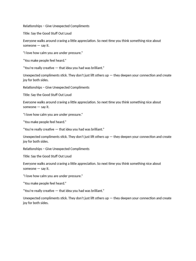 Give Unexpected Compliments PDF