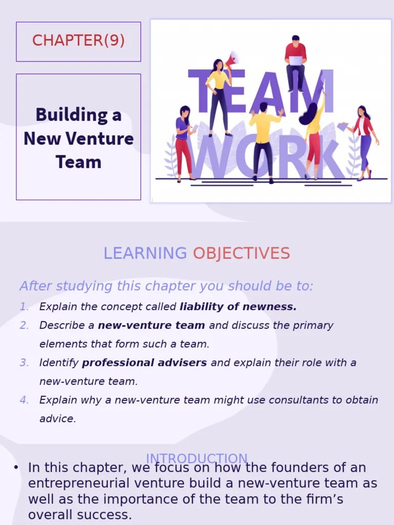 Building a New Venture Team PDF Business Economies