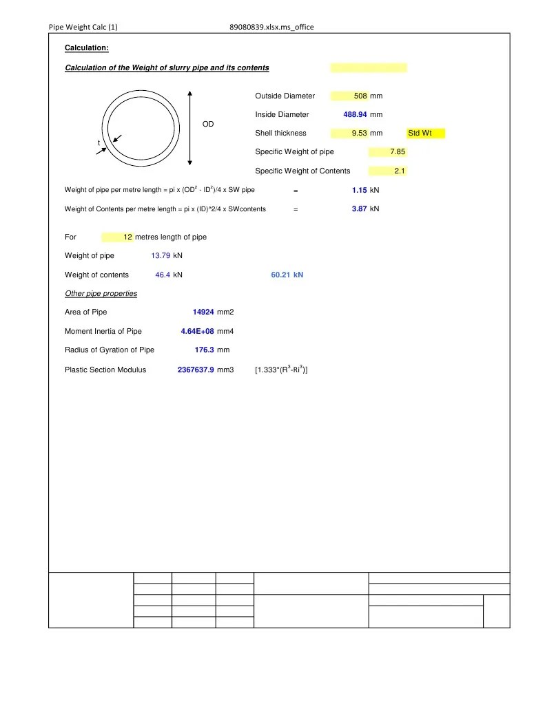 Pipe Weight Calculator PDF