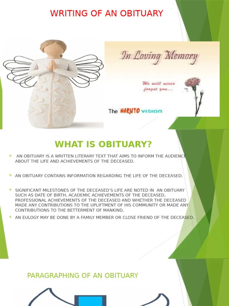 Writing of An Obituary PDF