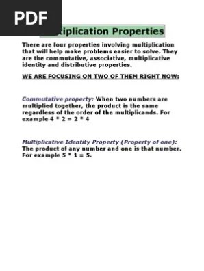 Multiplication Properties | Pdf
