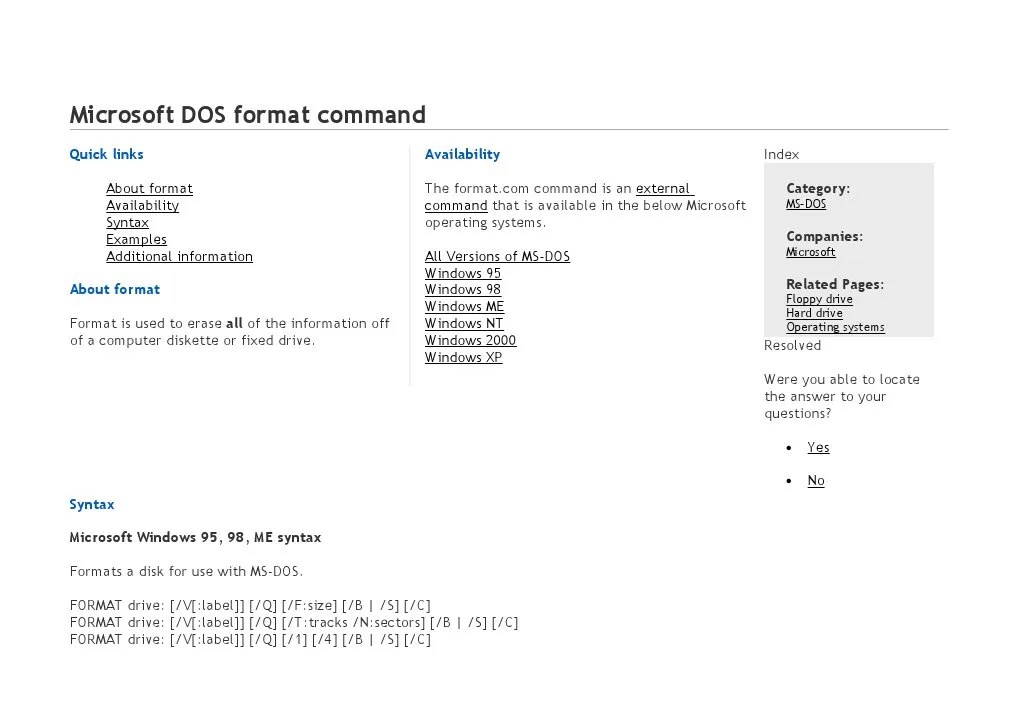 Microsoft DOS Format Command File System Floppy Disk Free 30day