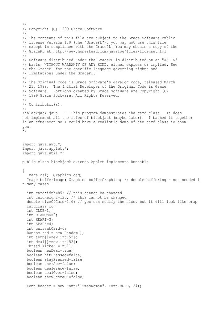 Blackjack PDF Java (Programming Language) C (Programming Language)