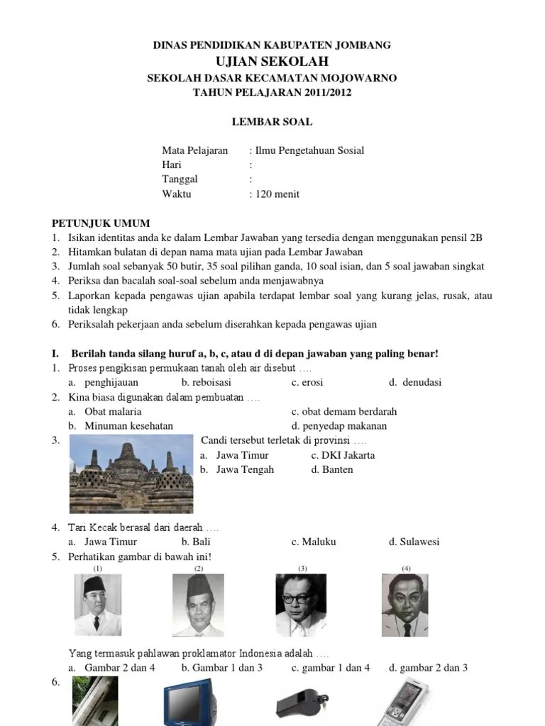 Soal ujian sekolah sd ips 2020. Soal Ujian Sekolah Ips Kelas Vi