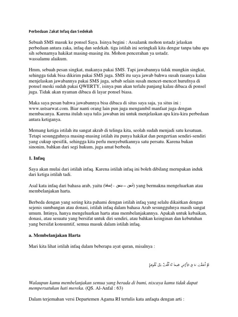 Perbedaan Zakat Infaq Dan Sedekah | PDF