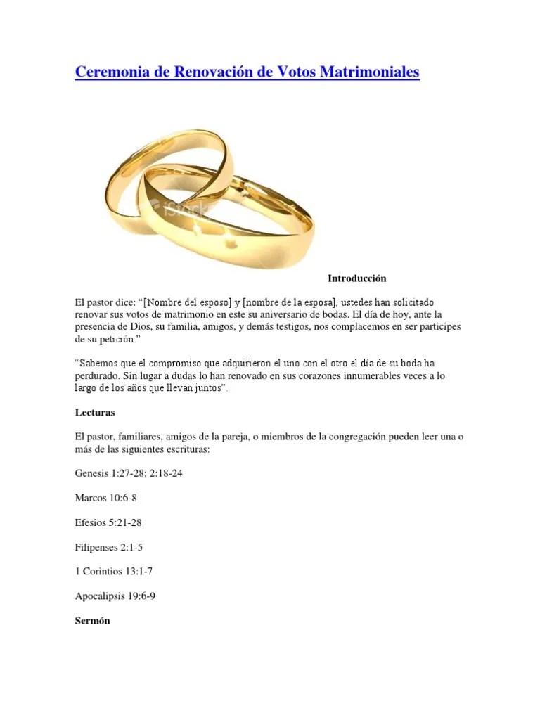 Ceremonia de Renovación de Votos Matrimoniales