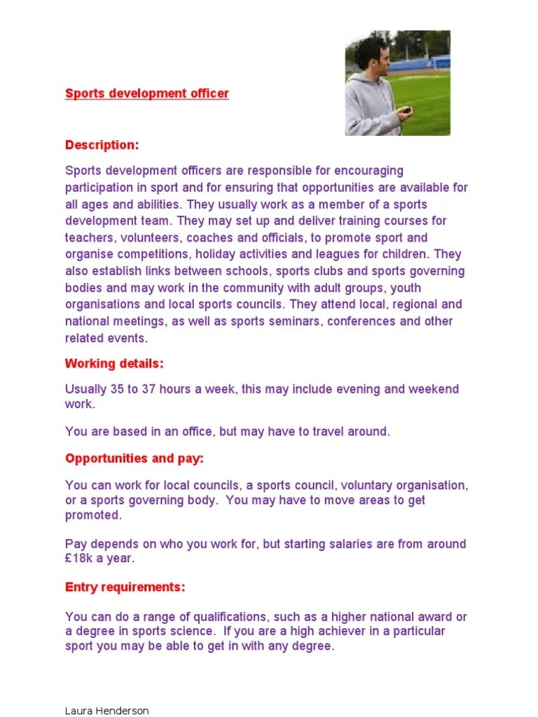 Sports Development Officer Laura Henderson PDF