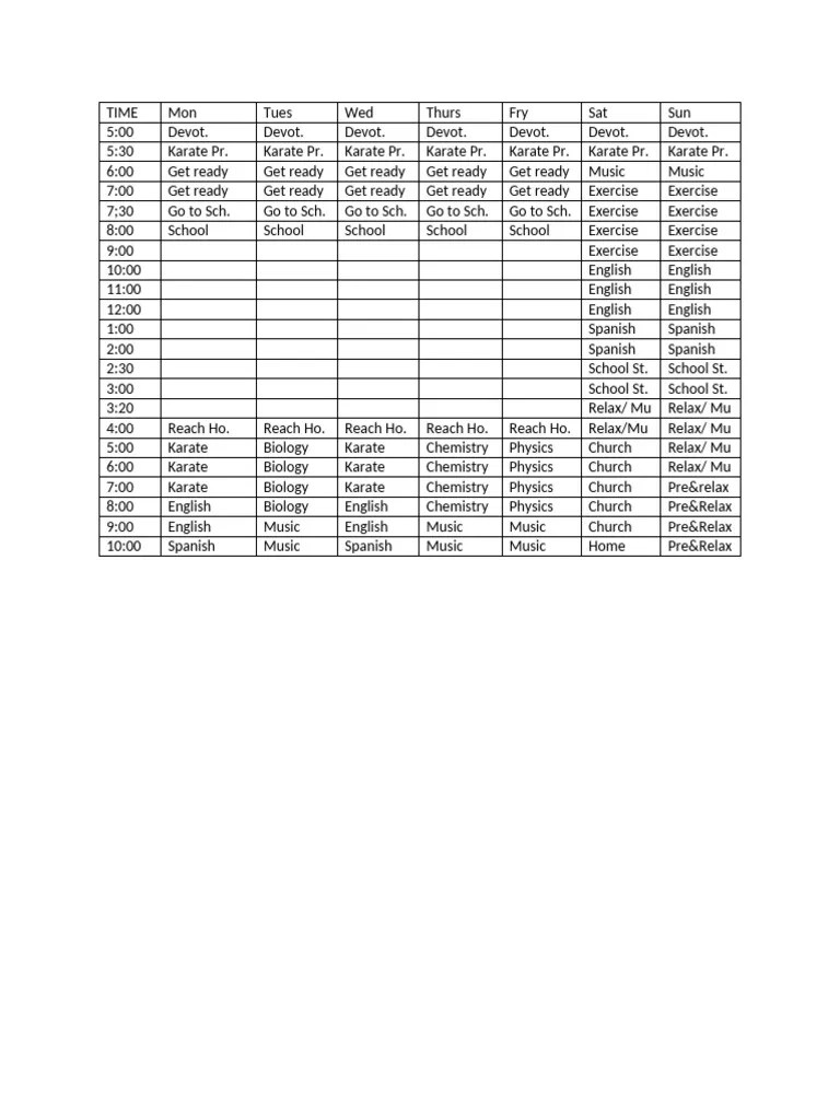 My Schedule Pdf