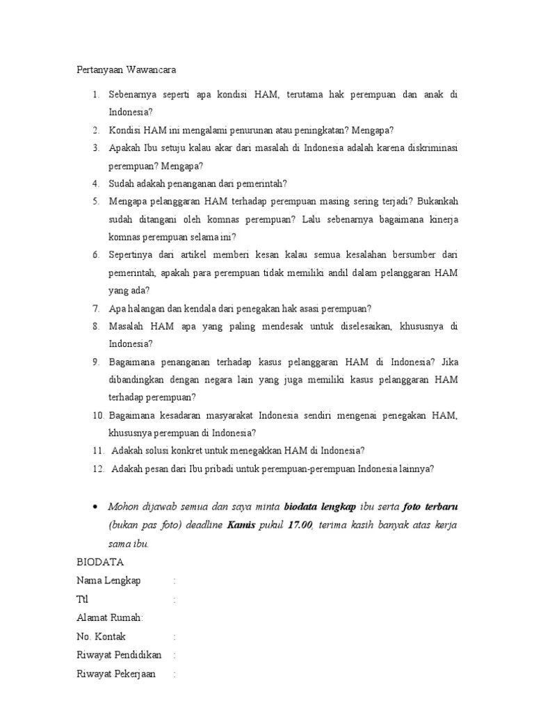 Pertanyaan Wawancara | PDF