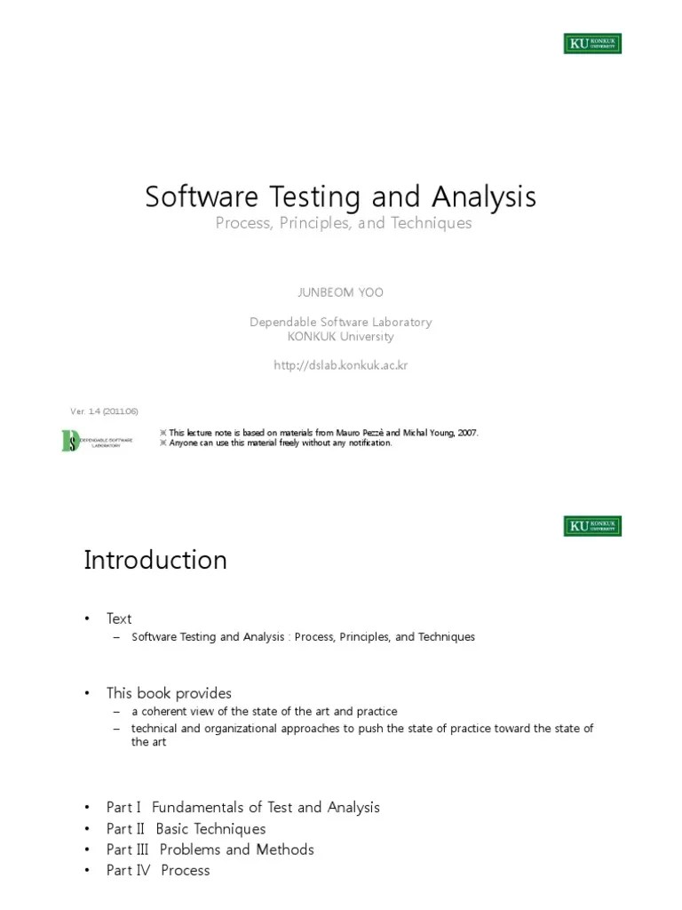 Software Testing and Analysis PDF Software Testing Software