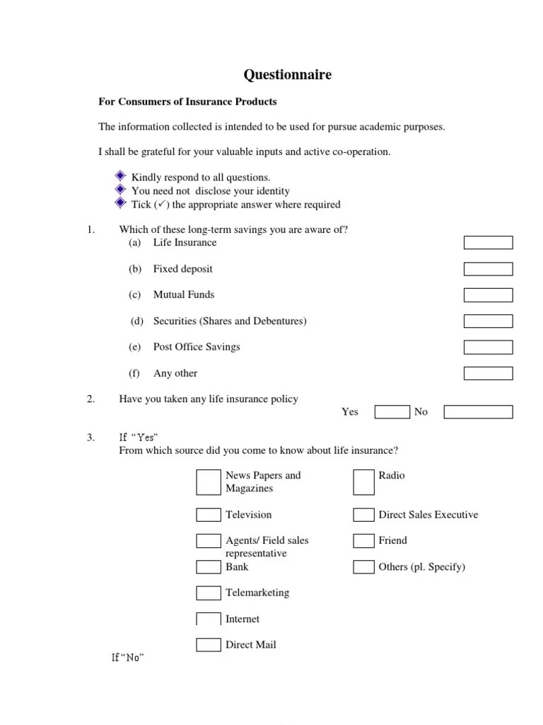 16_questionnaire Insurance Product Advertising Life Insurance