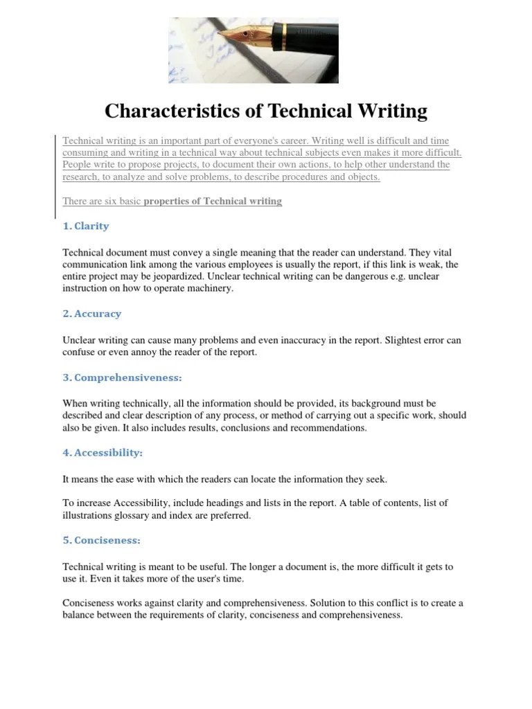 Characteristics of Technical Writing Abstract (Summary) Information