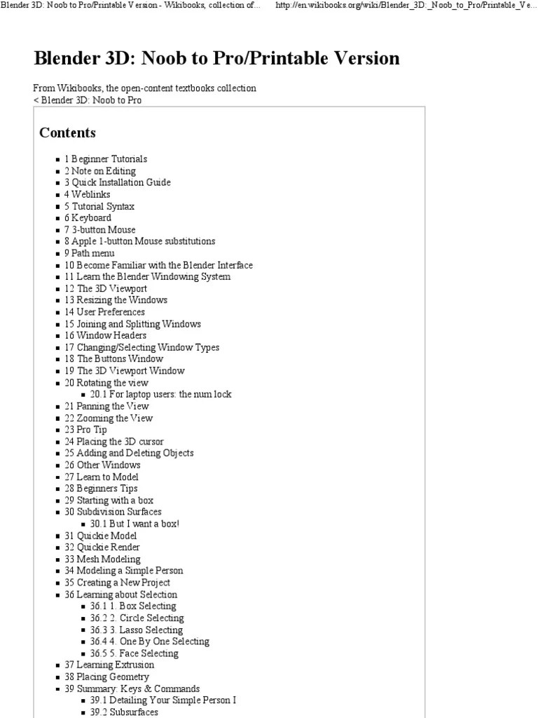 Blender Beginer Tutorial PDF Computer Keyboard Blender (Software)