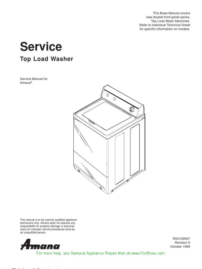 Amana Top Load Washer Service Manual Washing Machine