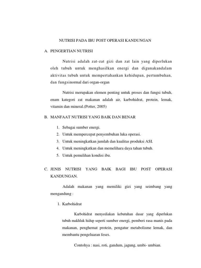 Nutrisi Pada Ibu Post Operasi Kandungan | PDF