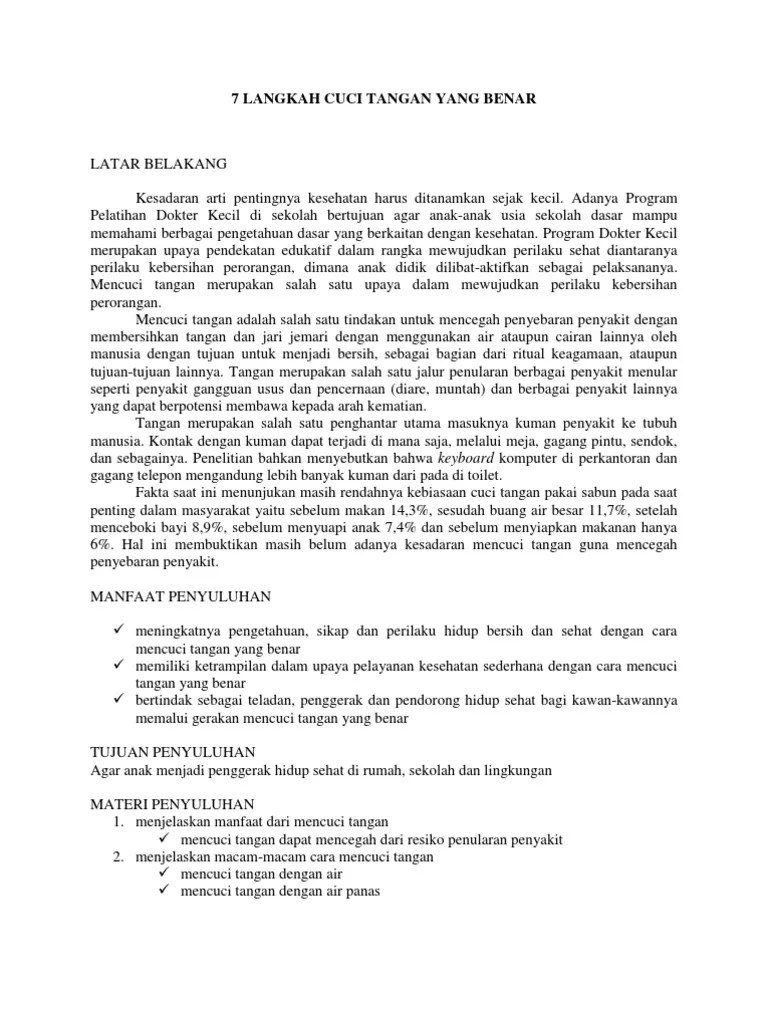 7 Langkah Cuci Tangan Yang Benar | PDF