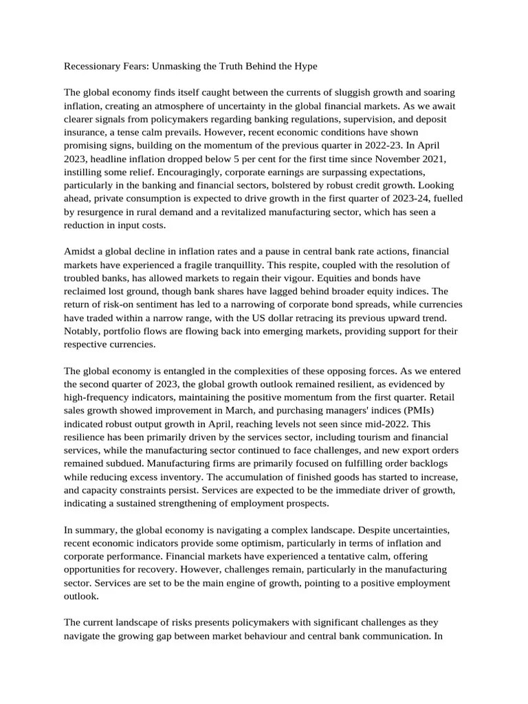 Recessionary Fears Unmasking the Truth Behind the Hype PDF