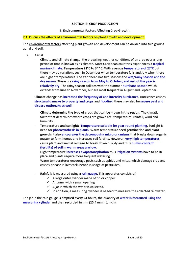 Environmental Factors Affecting Crop Growth Pdf Soil