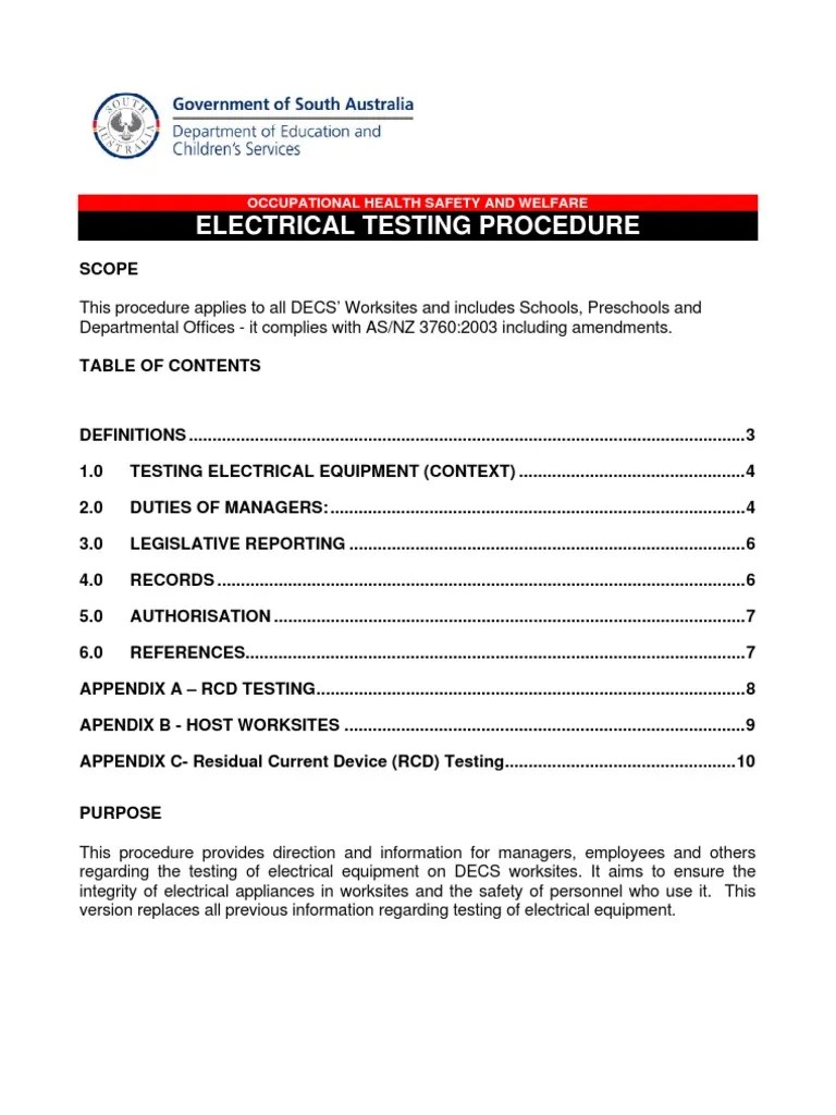Electrical Test Procedure Electrical Connector Electrical Components