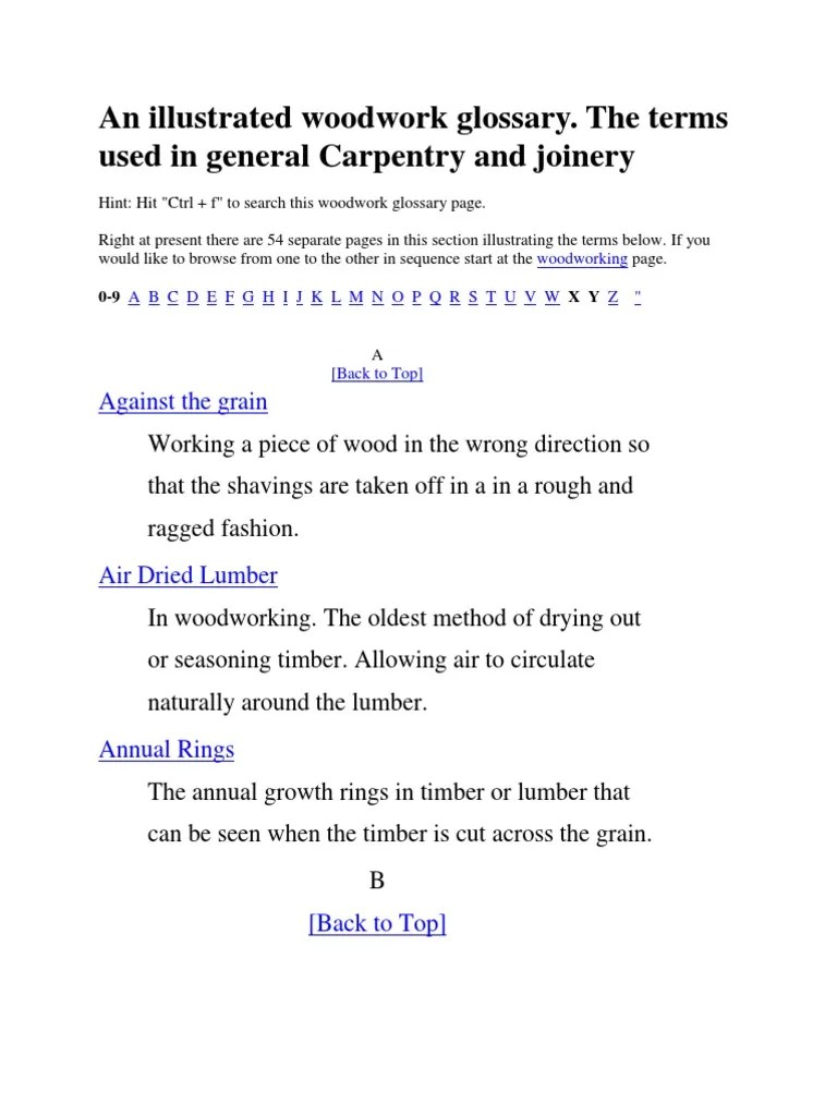 An Illustrated Woodwork Glossary Lumber Wood