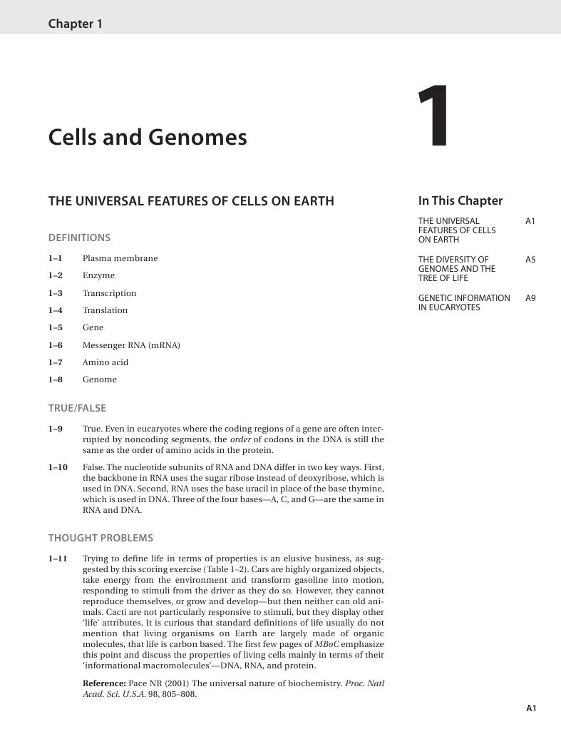 Chapter 01 Solutions PDF Open Reading Frame Gene